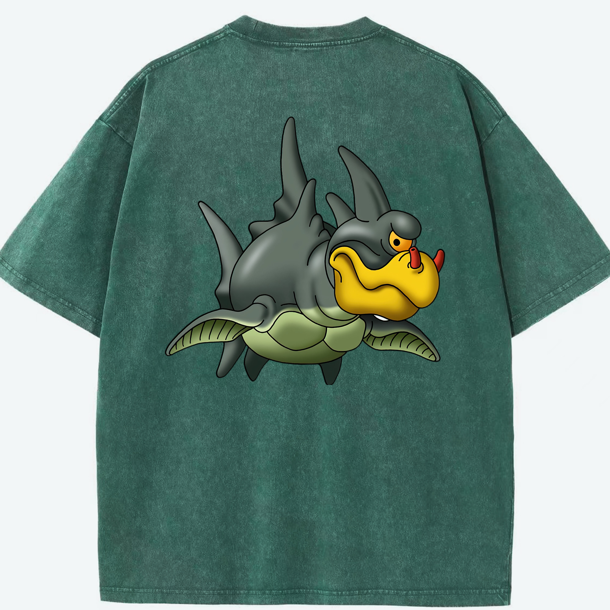 （画像用） ドラゴンクエスト Doragon Kuesuto Dragon Quest 綿100% ヴィンテージ風 半袖Tシャツ（背面プリント）